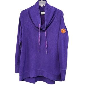 Columbia Clemson Tigers Purple Cowl Neck Sweatshirt Pullover Relaxed L